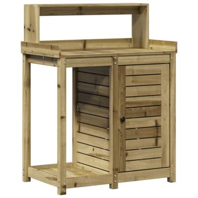 VidaXL Oppottafel met schappen 82,5x50x109,5 cm geïmpregneerd hout