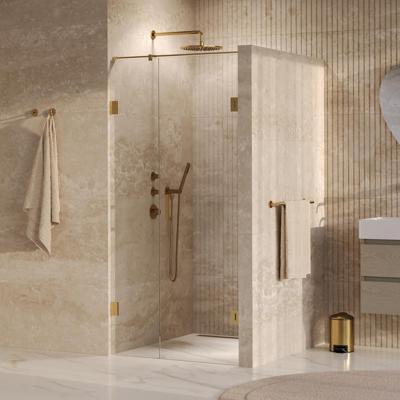Brauer Void - Nisdeur - 2-Delig - Helder Glas - 90 x 200 cm - Omkeerbaar - met Draaideur 60 cm - Aan Muur - incl. Glascoating - PVD Goud