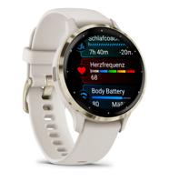 GARMIN Venu 3S GPS Smartwatch, 30,4 mm (1,2), zacht goudkleurig staal, ivoren kast en ivoren siliconen band - thumbnail