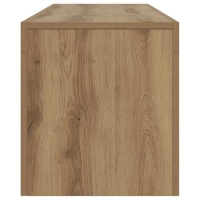 Tv-meubel met LED 140x36,5x40 cm bewerkt hout artisanaal eiken