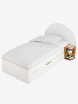 Kinderbed 90x190cm met opbergruimtes + omkeerbaar nachttafel Japi wit