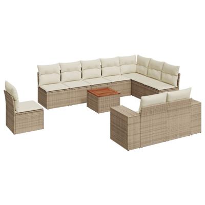 11-delige Tuinset met kussens poly rattan beige - thumbnail