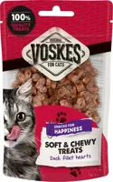 Voskes Soft & Chewy eendenfilet hartjes kattensnack (60 g) 5 stuks - thumbnail