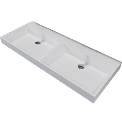 Wastafel Sanilux 120x47x8cm Solid Surface Met Dubbele wasbak (0 Kraangaten) Wastafel Sanilux 120x47x8cm Solid Surface Met Dubbele wasbak (0 Kraangaten)