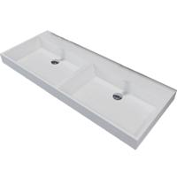 Wastafel Sanilux 120x47x8cm Solid Surface Met Dubbele wasbak (0 Kraangaten) - thumbnail