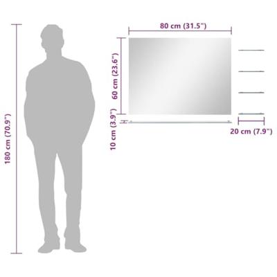 VidaXL Wandspiegel met 5 schappen 80x60 cm zilverkleurig