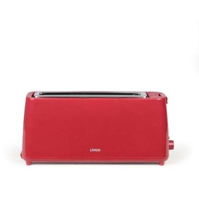 Broodrooster met lange sleuf - LIVOO - DOD168RC - 900 W - Verstelbare thermostaat: 7 standen - Rood