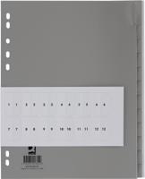 Q-CONNECT tabbladen, A4, PP, 11-gaatsperforatie, 12 tabs, grijs - thumbnail