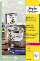 Avery-Zweckform L4776-20 Folie-etiketten 99.1 x 42.3 mm Polyester folie Wit 240 stuk(s) Permanent hechtend Laser (kleur), Laser (zwart/wit), Kopiëren (kleur), - thumbnail