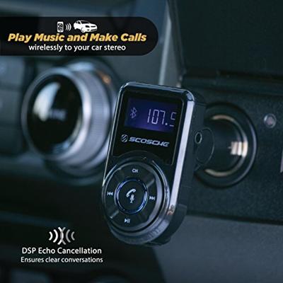 Scosche BTFM3 Bluetooth FM-zender met USB-poort en afstandsbediening voor mobiele apparaten, smartphone, auto, vrachtwagen, auto