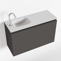 MONDIAZ OLAN 80cm toiletmeubel dark grey. LEX wastafel talc links 1 kraangat - thumbnail