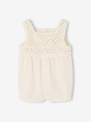 Gehaakte combishort voor babymeisjes vanille Gehaakte combishort voor babymeisjes vanille