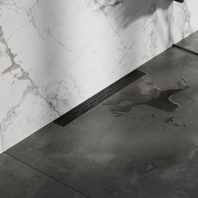 Brauer Douchegoot met Standaard Rooster en Flens Voor Wandmontage - 60 cm - Zwart