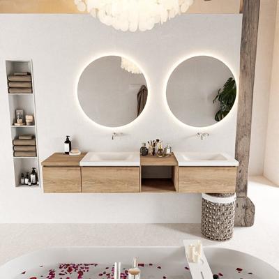 MONDIAZ BUKLA 200cm badmeubel met open module 40 rechts kleur Washed Oak met 3 lades. Wastafel CLOUD dubbel 0 kraangaten kleur Talc. MONDIAZ BUKLA 200cm badmeubel met open module 40 rechts kleur Washed Oak met 3 lades. Wastafel CLOUD dubbel 0 kraangaten kleur Talc.