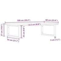 Badkamer wandschap staal en massief eikenhout - thumbnail