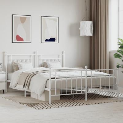 Bedframe met hoofd- en voeteneinde metaal wit 180x200 cm Bedframe met hoofd- en voeteneinde metaal wit 180x200 cm