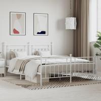Bedframe met hoofd- en voeteneinde metaal wit 180x200 cm - thumbnail