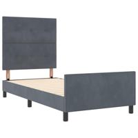Bedframe met hoofdeinde Donkergrijs 100 x 200 cm Fluweel - thumbnail