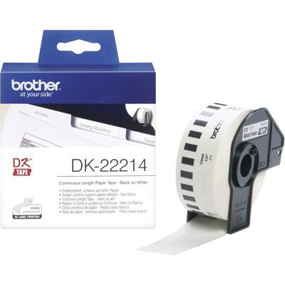 Doorlopende Thermische Papierband Brother DK-22214 12 x 30,48 mm Zwart Zwart/Wit Wit