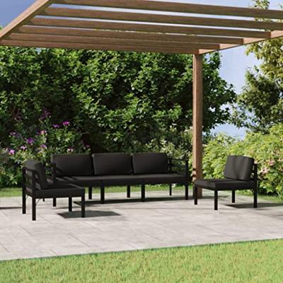 5-delige Loungeset met kussens aluminium antracietkleurig
