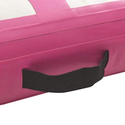 Gymnastiekmat met pomp opblaasbaar 400x100x20 cm PVC roze - thumbnail