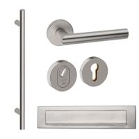 Hardbrass Voordeurset rond met greep 1160mm SKG3 met kerntrekbeveiliging - RVS - thumbnail