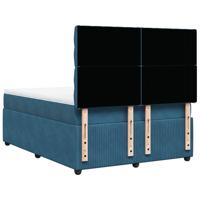 Boxspring met matras fluweel donkerblauw 180x200 cm - thumbnail