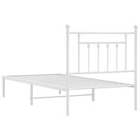 Bedframe met hoofdbord metaal wit 90x190 cm - thumbnail