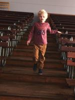 Broek van fluweel / velours met verstelbare elastische taille voor jongens pecannoot - thumbnail