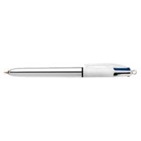 Bic Colours Shine 4-kleurenbalpen, medium, klassieke inktkleuren, lichaam zilver - thumbnail
