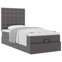 Ottoman bed met matras 180x200cm kunstleer grijs - thumbnail