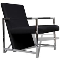 VidaXL Fauteuil met chromen poten kunstleer zwart - thumbnail