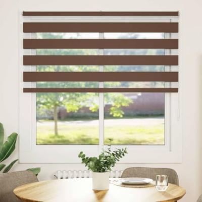 VidaXL Zebra rolgordijn 145x150 cm stofbreedte 140,9cm polyester bruin - thumbnail