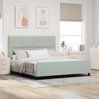 Boxspringbed met hoofdeinde Lichtgrijs 180 x 200 cm Fluweel - thumbnail