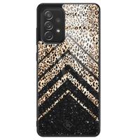 Samsung Galaxy A52s glazen hardcase - Chevron luipaard - thumbnail