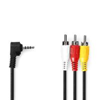3,5 mm AV-Kabel | 3,5 mm AV Male - 3x RCA Male | 1,0 m | Zwart - thumbnail