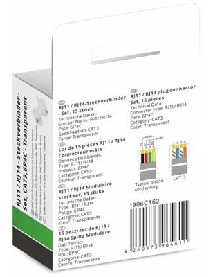 Quadrios Modulaire stekkerset, aantal polen 6P4C - niet afgeschermd, 15 st. 1906C162 Stekker, recht Aantal polen (sensoren) 6P4C 15 stuk(s)