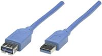 Manhattan 322379-CG USB-kabel USB 3.2 Gen1 USB-A stekker, USB-A bus 2.00 m Blauw Vergulde steekcontacten, UL gecertificeerd - thumbnail