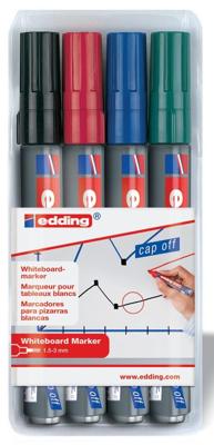 Edding Whiteboardmarker | zwart/rood/blauw/groen | streepbreedte 1,5-3 mm ronde punt | 1 stuk - 4-250-4 - 4-250-4