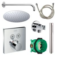 Hansgrohe Select Regendoucheset Inbouw Wanduitloop met Handdouche en Vierkante Plaat Chroom - thumbnail