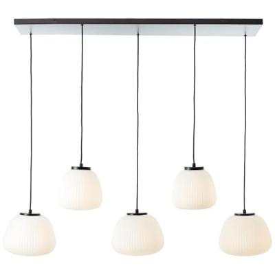 Brilliant HanglampKaizen 5-lichts zwart met wit - 60156/76 Brilliant HanglampKaizen 5-lichts zwart met wit - 60156/76
