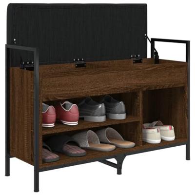 Schoenenbank 85,5x32x57,5 cm bewerkt hout bruineikenkleurig Schoenenbank 85,5x32x57,5 cm bewerkt hout bruineikenkleurig
