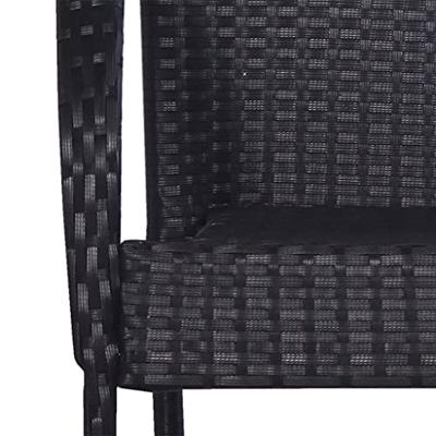 Tuinstoelen stapelbaar 4 st poly rattan zwart