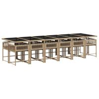 13-delige Tuinset met kussens poly rattan beige - thumbnail