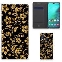 Samsung Galaxy A40 Smart Cover Gouden Bloemen - thumbnail