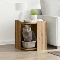 VidaXL Kattenbakkast 42x42x51 cm bewerkt hout artisanaal eikenkleurig - thumbnail