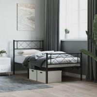 Bedframe met hoofd- en voeteneinde metaal zwart 107x203 cm - thumbnail