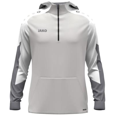 JAKO 6770 Sweater Met Kap Dynamic - Lichtgrijs/Wit/Grijs - L