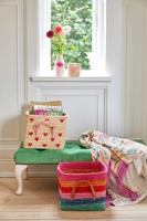 Hoekige mand in raffia voor kinderen HEARTS RICE beige - thumbnail