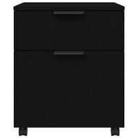 Dossierkast verrijdbaar 45x38x54 cm bewerkt hout zwart - thumbnail